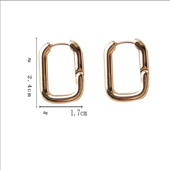 S925 geometric big oval hoop earrings - Picture 4 of 8